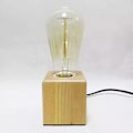 Miniatyrbillede 5 af 5: Træ Cube Bordlampe, E27 Fatning, 1,8m Kabel Med Afbryder, Max 60w, Edison Industrielt Retro Dekorativ Lampe, Bruges I Soveværelse, Stue, Studio, Ca