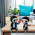 Miniatyrbillede 1 af 5: Sukkerkranie Par Figur Statue, Håndværk Søde Valentinsdag Halloween Kranie Dekor, Kraniehoved Skelet Figur Statue Display, Sødt Kranie Par