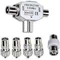 Miniatyrbillede 1 af 5: T-formet Antenne Splitter - 2-vejs Antennefordeler - 2x Koaksial Stik Til Dvb-t/bk - 0-1000 Mhz
