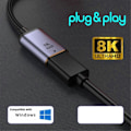 Pikkukuva 4 / 5: USB-C - Displayport -sovitinmuunnin USB-C Type C Naaraslähde Displayport 1.4 -näyttöön HDTV-kaapeli