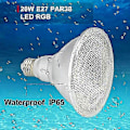 Miniatyrbild 4 av 4: PAR38 LED-lampa 30W Dimbar RGB Färgskiftande, E27 Fjärrkontroll, Vattentät Inomhus/Utomhuslampa