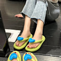 Miniatyrbild 3 av 5: Regnbågsfärg Flip Flops Dam Ytterkläder Sommar Hjärta Strandsandaler Mjuk sula Tofflor Inomhus Paltform EVA Dam Skor Tofflor White--A 40-41(25-25.5CM)