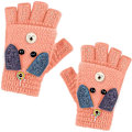 Miniatyrbild 1 av 5: Fingerlösa handskar för barn Varma plyschvantar Stickade handskar med flikstängning. Höst Vinter Halvfinger Handskar För Pojkar Flickor. Gåva