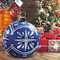 Miniatyrbild 3 av 5: Christmas Tree Toppers Utomhus julprydnadsbollar - 24 tums julkulor (blå snöflingor)