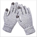 Miniatyrbild 1 av 5: Vinterhandskar med pekskärm för kvinnor Tjocka Varma Stickade Stretchhandskar Imitation Ull Helfinger Utomhusskidåkningshandskar Grey