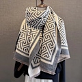 Miniatyrbild 4 av 5: 2023 Brand Warm Cashmere Poncho Sjal Scarf Print Tjock Pashmina Vinterfilt Wraps Bufanda Casual Hijab Stoles Echarpe FYR-48 65x185cm