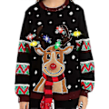 Miniatyrbillede 1 af 2: Dame LED Lysende Rensdyr Grim Julesweater med Indbyggede Pærer