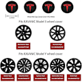 Miniatyrbild 2 av 5: Centrumkapsel (4 stycken) för KAVANIC Tesla Model Y Model 3 Modifieringshjulskydd (Röd/Matt Svart)