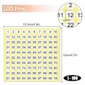 Pikkukuva 2 / 5: 100 Arkkia Numerotarrat 1-100 Pyöreät Numerotarrat