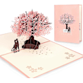 Miniatyrbilde 2 av 5: 3D Kort Pop Up Kort Bryllupsdag Gratulasjonskort Romantisk Par Sakura Tre Form