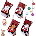 Miniatyrbild 1 av 4: Christmas Deco strumpor, 4 delar Nol strumpor, Nol Bear, Pre Nol, grafiska renar & snögubbar, Chemine strumpor