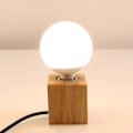 Miniatyrbillede 1 af 5: Træ Cube Bordlampe, E27 Fatning, 1,8m Kabel Med Afbryder, Max 60w, Edison Industrielt Retro Dekorativ Lampe, Bruges I Soveværelse, Stue, Studio, Ca