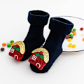 Miniatyrbild 2 av 2: 3d söta tecknade djur golvstrumpor Nyfödda toddler jultomten stretchbara strumpor