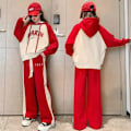 Miniatyrbild 5 av 5: Flickor 2023 Ny Höst Vår Mode Långärmad Luvtröja+Byxor 2st Kostymer 5-14 år Teeange Casual Outifts Barnkläder Set Red 13-14T 170