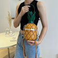 Miniatyrbild 3 av 5: Damväska 2023 Mode Söt Ananas Design Axelväska Originalitet Design Damer Crossbody-väska Metallkedja Handväska Brown