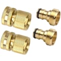Miniatyrbilde 1 av 5: lertreeuk 2-pakning hurtigkobling hageslangekobling, 1/2\" solid messing