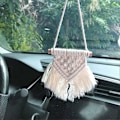 Miniatyrbilde 3 av 5: Mini Makrame Vegghenging 3 stk Søte Boho Biltilbehør Ornamenter Vevd Kunst Dekor Håndlagde Gaveideer, 3,5''B x 4''H, Liten