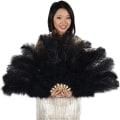 Miniatyrbild 2 av 5: Läder Rosa strutsfjäderfläkt för fabrikat Handfällbar plymfläkt Performance Dansfans Festscen Karnevalsshow rekvisita 60/100 cm 12 white 2pcs