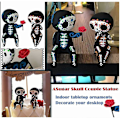 Miniatyrbillede 3 af 5: Halloween-Sukkerkraniefigurer, Dejlige Harpikshåndværk Sukkerkranie Par Statue Dekor, Harpiksskelet Par Figur Gotiske Bordplade Ornamenter til Mot