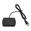 Pikkukuva 2 / 3: 4-porttinen USB 3.0 -keskitin LED-merkkivalolla, Micro USB -virtalähde, 5 Gbps 4-porttinen USB-keskitinjakaja pitkällä datakaapelilla Windowsille ja Linuxille