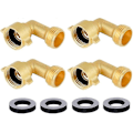 Miniatyrbilde 1 av 5: Hageslangekobling 90 Grader Messing Hageslange Albue Solid Messing Adapter (4 stk) + Ekstra 4 Trykkskiver
