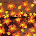 Miniatyrbild 3 av 5: Konstgjorda höstlönnlöv Pumpagirland LED Fairy String Light Jul Thanksgiving Dekoration DIY Halloween Party Hem style F