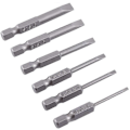 Miniatyrbilde 1 av 5: 6 stk. 50mm 2.0-6.0mm Flat Head Slotted Bit Skrutrekker Bits Sett S2 Legering Magnetisk 0.25\" Hex Slotted Skrutrekker Bits