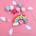 Miniatyrbilde 3 av 5: 12-delt kakepyntsett med regnbue og sky - Kakepynt for barn, bursdag, babyshowerfest