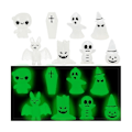 Miniatyrbilde 2 av 5: 16 stk. Dekor Mini Lysende Spøkelsespynt Halloween Dekorasjon Kiste Gresskar Flaggermus Glødende Hjemmeinnredning