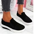 Miniatyrbillede 3 af 5: Tykk Platform Hælede Sko til Kvinder Pu Ruskind Loafers Casual Stødabsorberende Slip On Sko Til Daglig Solid-jie