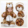 Miniatyrbild 4 av 5: Unisex baby Vinter Höst Flanell Huva Romper Cosplay Jumpsuit Hög kvalitet Leopard 6 12 Months