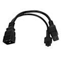 Pikkukuva 2 / 3: IEC320 C20 Uros - C5 C19 Naaras Kaapeli 20A 125V 16A 250V 1 sisään 2 ulos PVC-kotelo IEC320 Y-jakokaapeli 0,32m