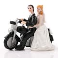 fornnerg Mode Kagepynt Brudgom på Motorcykel Resin Figur Bryllupspynt