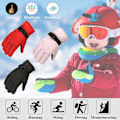 Miniatyrbild 2 av 5: Barn Utomhus Skidhandskar Vinter Utomhus Barn Pojkar Flickor Snöskridskoåkning Snowboard Vindtät Håll Varm Skidhandskar Red  m
