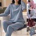 Miniatyrbild 1 av 3: Nya 2023 flanell Pyjamas Dam Set Höst Vinter Varm Tjock Coral Velvet Långärmad nattkläder Hem Pyjamas Nattkläder style 8 L