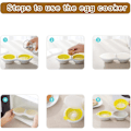 Miniatyrbilde 4 av 5: Mikrobølgeovn Eggepocherer, Dampkoker Egg, Dobbeltlags Non-Stick Gryte med Lokk for Matlaging av Egg på Kjøkkenet (Gul)