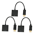 Miniatyrbillede 1 af 3: 3 stk. DP til VGA Adapter 1920x1080 FHD 60Hz Guldbelagt Kompakt Design DisplayPort til VGA Adapter til Bærbar Desktop