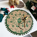Miniatyrbild 1 av 5: Jul Köksunderlägg Snowflake Älg Vävd Bordsmatta Printed Pom Pot Isoleringsmatta Retro Servett Bomull Linne Dekorativ matta 6 38cm