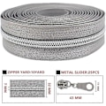 Miniatyrbild 4 av 5: Silver Metallic Nylon Dragkedjor På Metervara Bulk Dragkedjerulle 10 Meter Med 25st Dragskor För DIY Sömnad Hantverksväskor (grå)-jie