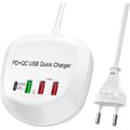 USB-C snabbladdare. USB PD QC 3.0 laddare. 4-portars multi-USB strömadapter för iPhone och iPad.