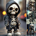 Miniatyrbillede 2 af 5: Resin Skelet Figurer Sort Skelet Dukke Ornament Kranie Statue Skrivebord 2024 Ny