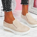 Miniatyrbillede 4 af 5: Tykk Platform Hælede Sko til Kvinder Pu Ruskind Loafers Casual Stødabsorberende Slip On Sko Til Daglig Solid-jie