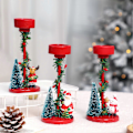 Miniatyrbilde 3 av 5: Juletre Lysestake Resin Søyle Lysestake Juletre Snømann Julenissen Reinsdyr Skrivebordsfigur til Hjem Peishylle Peis