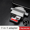 Miniatyrbild 3 av 5: Multifunktionell 7 i 1 Kortläsare USB 2.0 Typ C till SD Adapter USB Flash-läsare för PC Laptop Åtkomst