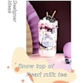 Miniatyrbilde 3 av 5: Bubble Tea Kopp, 560ml Gjenbrukbar Drikkekopp Med Lokk Og Sugerør For Smoothies, Milkshakes Og Juice, Flott For Hjem Og Kontor (lilla).