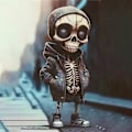 Miniatyrbillede 3 af 5: Resin Skelet Figurer Sort Skelet Dukke Ornament Kranie Statue Skrivebord 2024 Ny