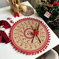 Miniatyrbild 1 av 5: Jul Köksunderlägg Snowflake Älg Vävd Bordsmatta Printed Pom Pot Isoleringsmatta Retro Servett Bomull Linne Dekorativ matta 4 38cm