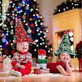 Miniatyrbillede 5 af 5: 2 Stykker Julemandshatte Juletræshatte Glitrende Juletræshat Kostumetilbehør Røde Grønne Julehatte til Voksne og Børn