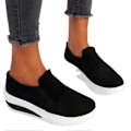 Miniatyrbillede 1 af 5: Tykk Platform Hælede Sko til Kvinder Pu Ruskind Loafers Casual Stødabsorberende Slip On Sko Til Daglig Solid-jie