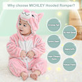 Miniatyrbild 3 av 5: Unisex baby Vinter Höst Flanell Huva Romper Cosplay Jumpsuit Hög kvalitet Cat 2 5 Months